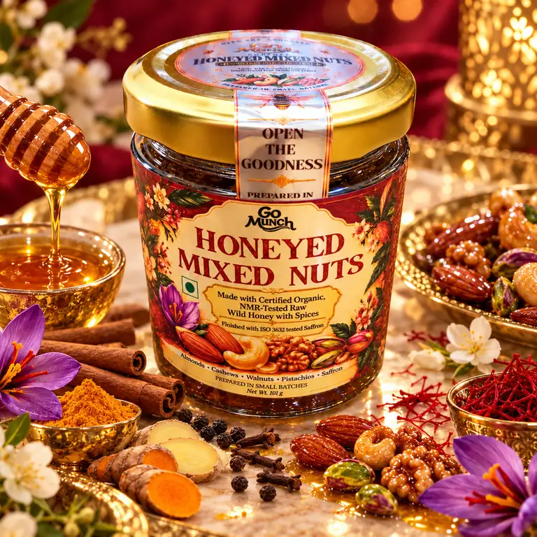 Go Munch Honeyed Mixed Nuts with wild honey, five spices and saffron