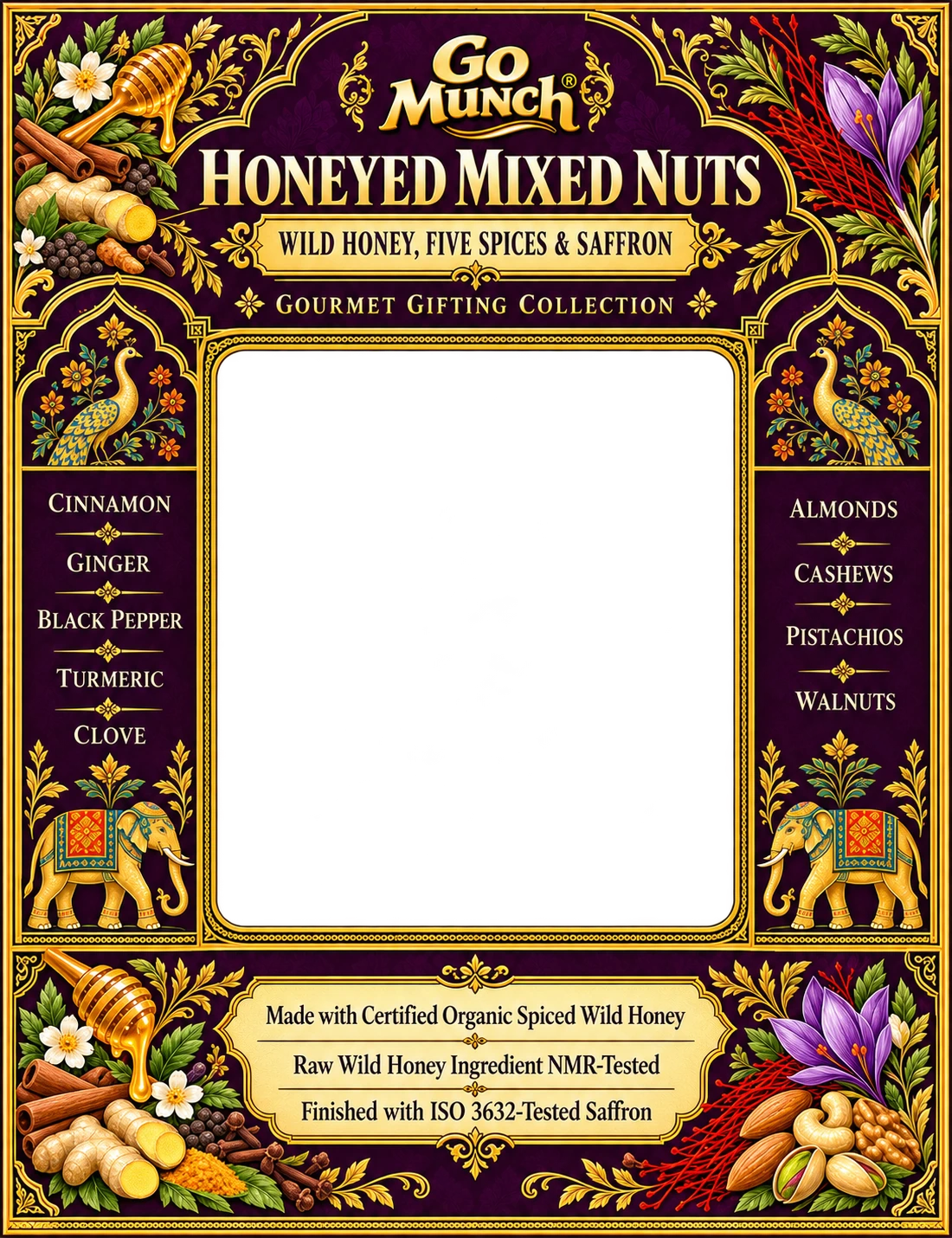 Go Munch Wild Honey, Five Spices & Saffron hamper artwork